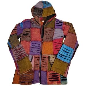 Rising International womens zip-up Hoodie jacket with patchwork size small